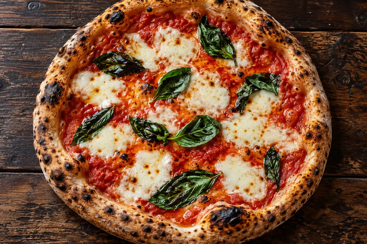 Margherita pizza with tomato, mozzarella and basil